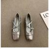 Fashion Chunky Heel Silver Mary Jane Shoes Square Toed Single Women's Shoes New Spring Belt Buckle Shoes for Women Zapatos Mujer