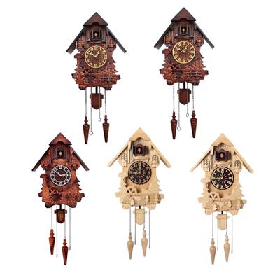 Wooden Cuckoo Clock Home Decor Gift Decoration Pendulum Clock Cuckoo Bird Sounds Hourly for Hotel Living Room Cafe Restaurant