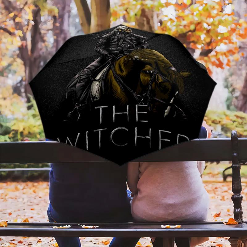 Witcher: Dark Warrior Automatic Umbrella - Suitable Travel Outdoor Portable Umbrella Birthday Gift Daily Essentials