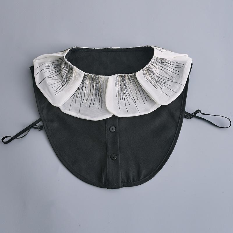 Women Embroidery Lace Detachable Lapel Fake Collar Shirt White Ruffles False Collar Woman Removable False Blouse Nep Kraagie
