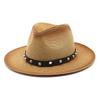 Summer Straw Hat Rivet Belt Spray Paint Craft Hip Hop Top Hat Handsome Breathable Jazz Hat Men And Women