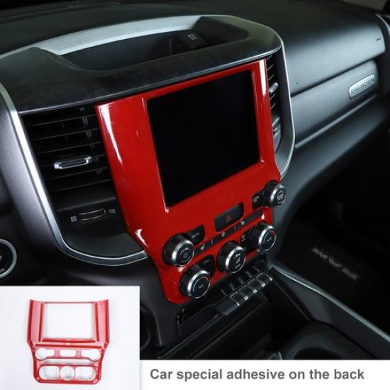 Red Center Console GPS Navigation Panel Trim  Decor Cover For Dodge Ram 1500 18+