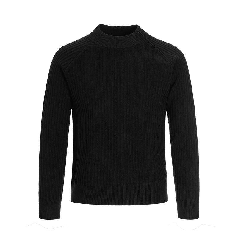 Kisko American Retro Diagonal Zipper Ribbed Knit Top for Men and Women, Simple Casual Half-High Collar Short Top