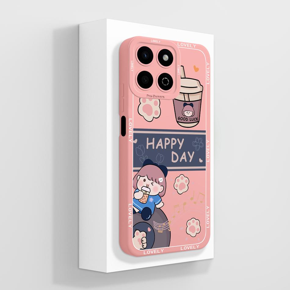 For Honor 200 Smart 5G Case Cute Panda Camera Protection Back Cover For Honor 200Smart Soft Liquid Silicone Phone Protectors