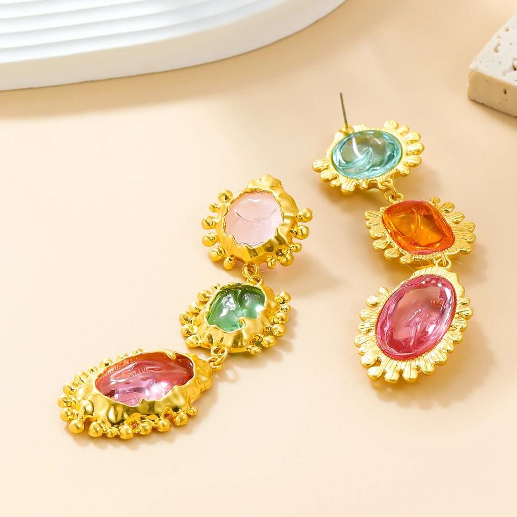 Brincos geométricos de resina de metal da moda para mulheres, brincos pendurados exagerados e minimalistas, acessórios de joias para banquetes