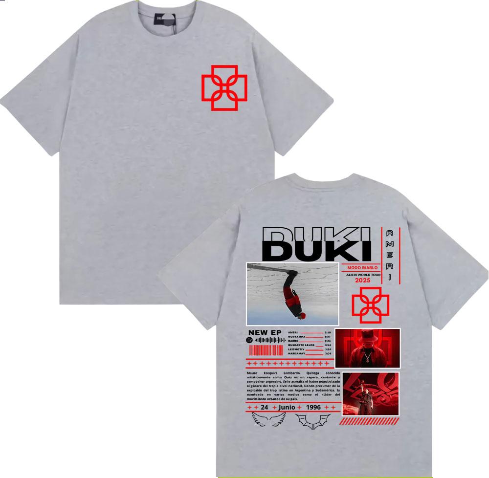 Rapper Duki Aleri World Tour 2025 Cover T Shirts Men's Clothing Harajuku Vintage T-shirt Casual O-Neck High Quality T Shirt Tops