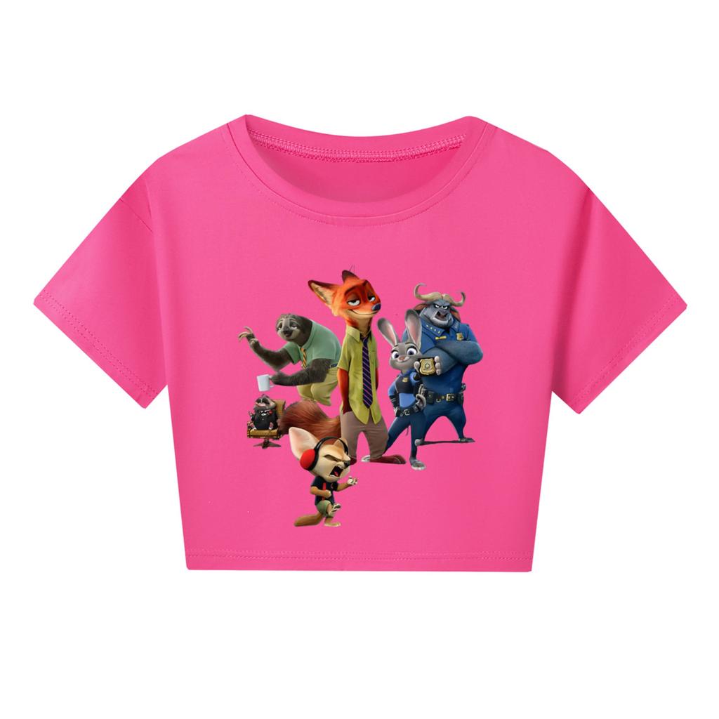 Modische Rundhals-Kurzarm-Arbeitskleidung bedruckte Oberteile für Kinder-Sommeroberteile