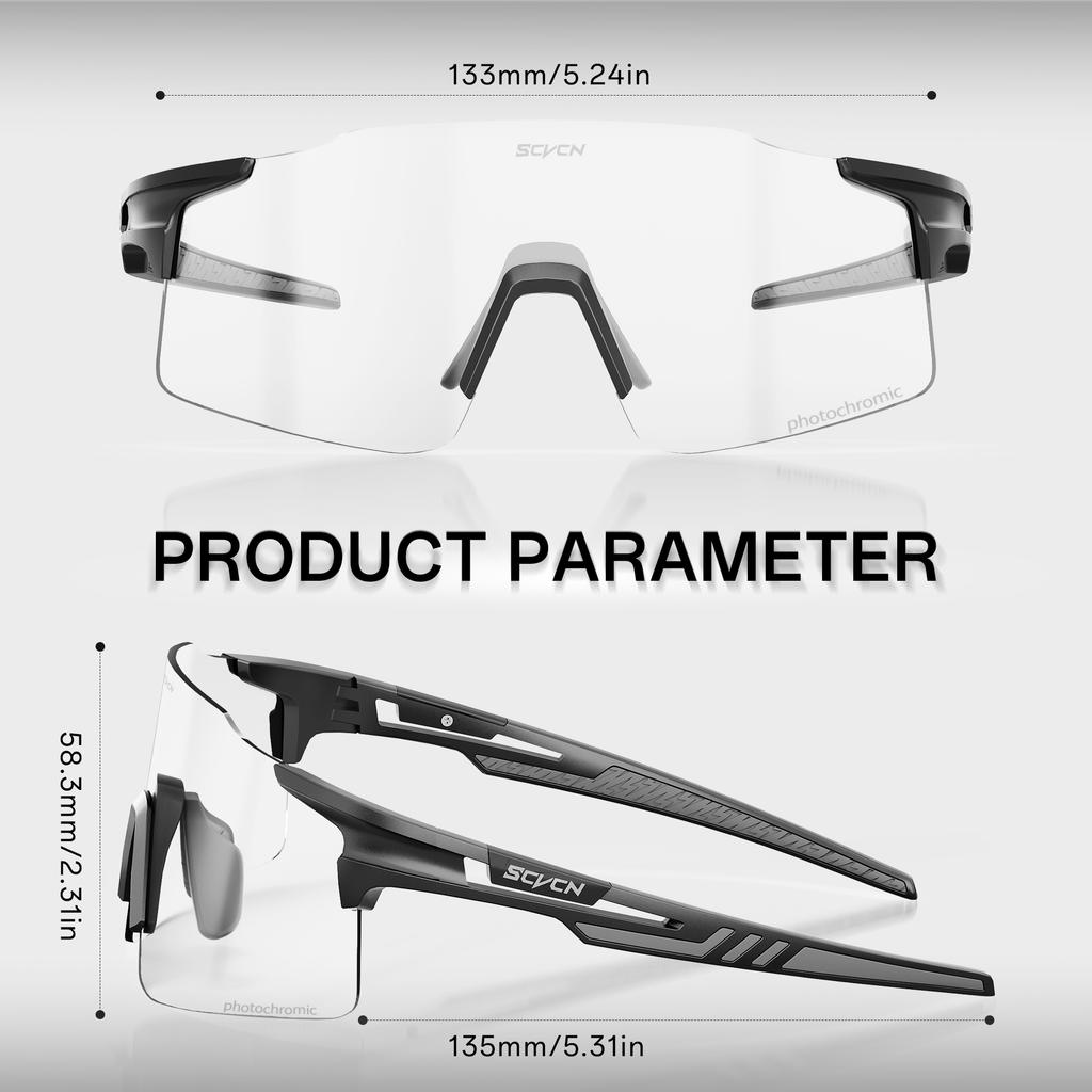 SCVCN Photochrome Radsportbrille Herren Sonnenbrille Outdoor Radfahren Rennrad Mountainbike Brille und Damen Freizeit Wandern Winddicht