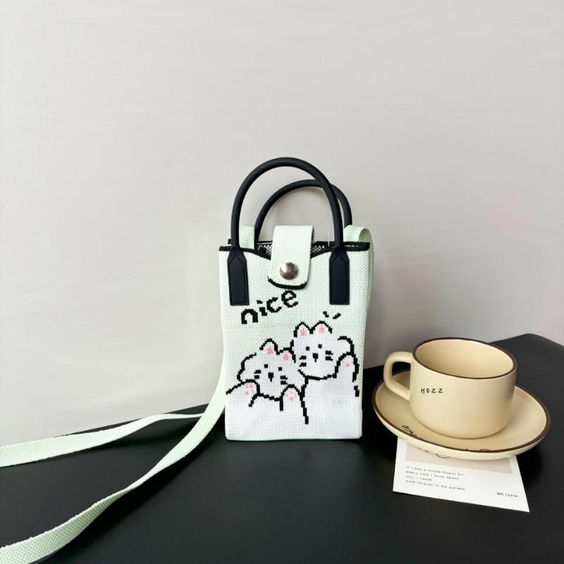 Premium Sense Ns Mobile Phone Bag New Cartoon Knitted Bag Dopamine Niche Versatile Messenger Shoulder Bag Handbag