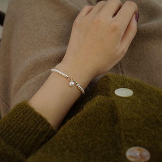 S925 Sterling Silver Freshwater Pearl Bracelet - Elegant Rice-Shaped Design for Women