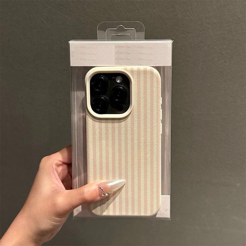 Pink and White Striped Phone Case For iPhone 17 Pro 16 15 14 13 12 14 Pro Max Air 16E X XR XS Max Plus Soft TPU Cover Cases