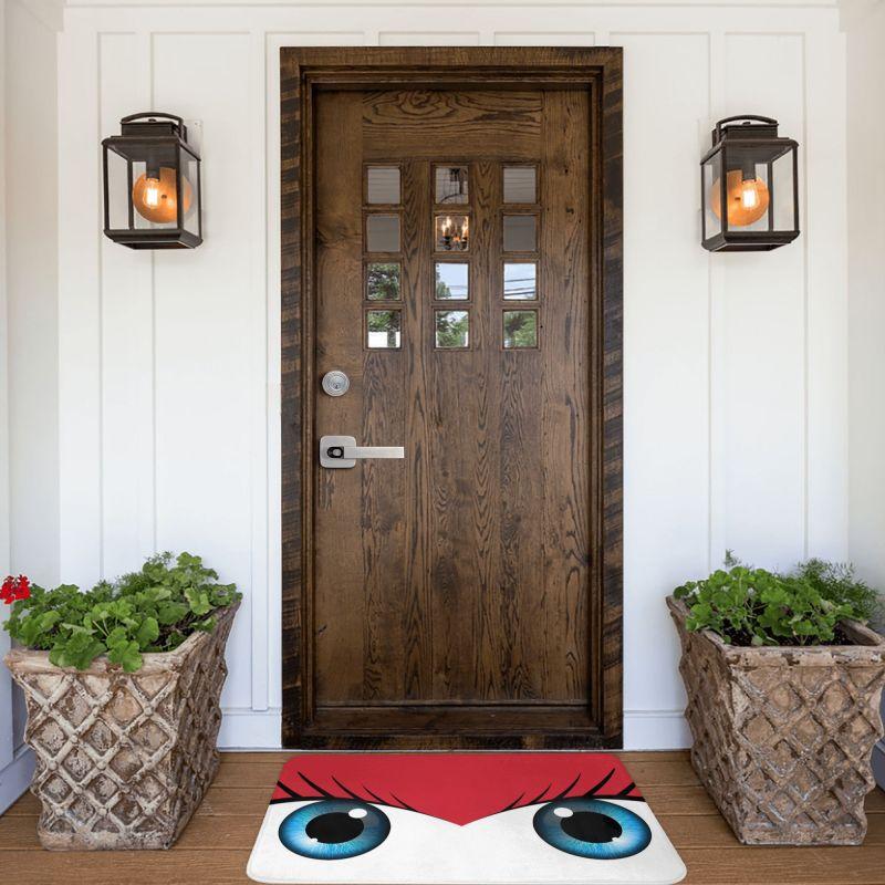 Cute Girl Eyes Print Welcome Door Mat Funny Non Slip Indoor Front Entrance Floor Mat Soft Flannel Rug for Bathroom Kitchen Porch