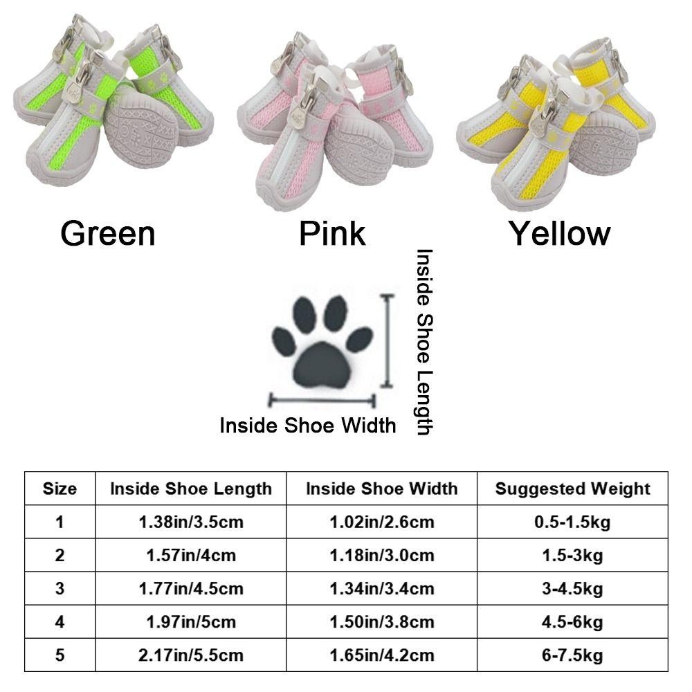 Set da 4 Pezzi Scarpe Traspiranti in Rete per Cani Antiscivolo Protettive Scarpe per Cani Domestici Resistenti all'Usura con Cerniera Copriscarpe in Rete per Animali Domestici