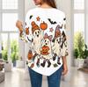 Ladies Plus Size Loose Three Quarter Sleeve Blouse Pointed Hem Breathable Casual Office Daily Top