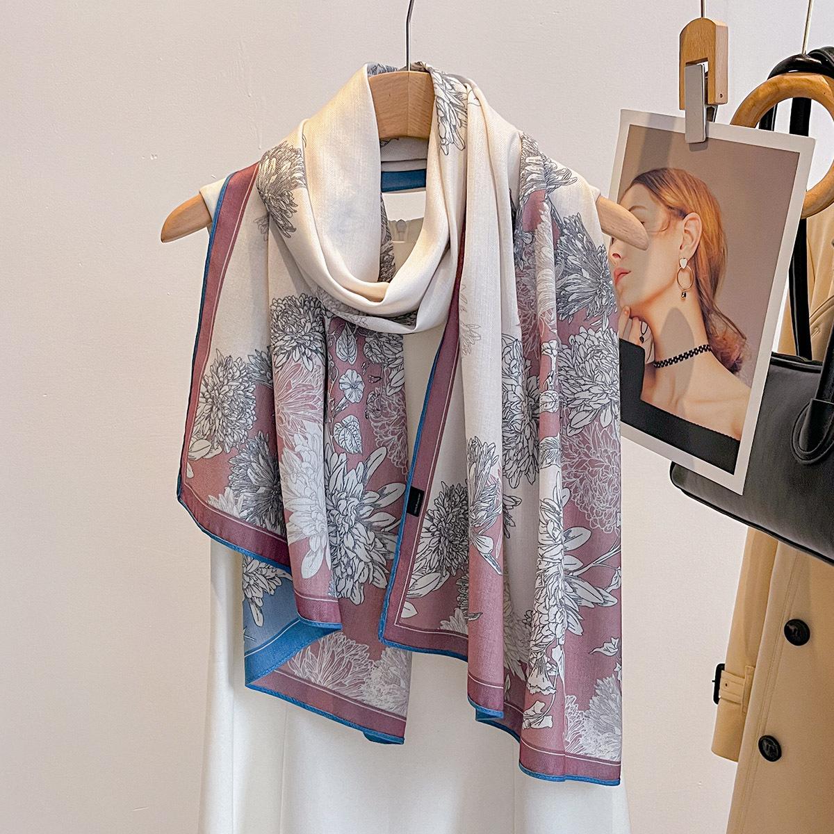 

Summer Beach Wraps 60*170CM Breathable Large Shawl Two-tone Printed Scarf For Women Luxury Scarves Elegant Hijab
