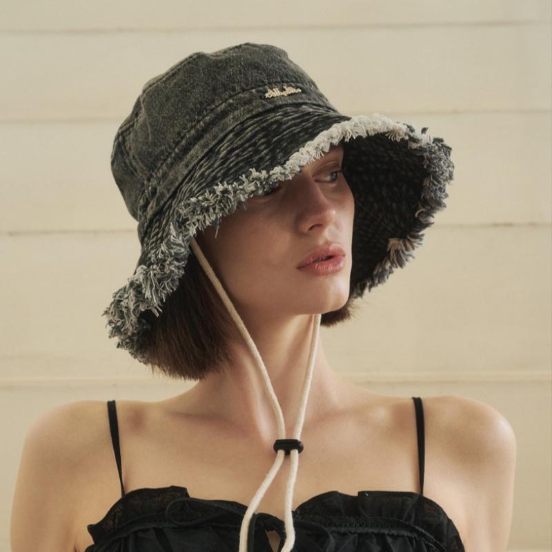 Allincomplete Denim Bleaching Safari Hat Black
