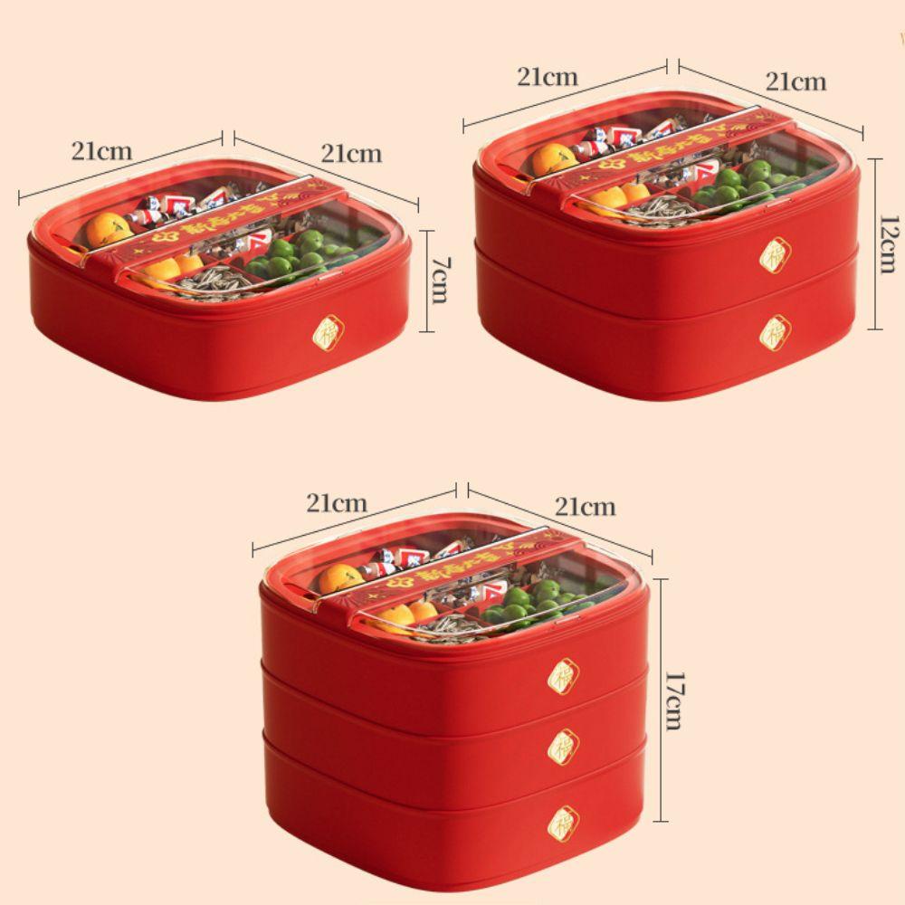 Flip Cover Chinese New Year Candy Fruit Tray Red Candy Box Household Snacks Plate  Wedding