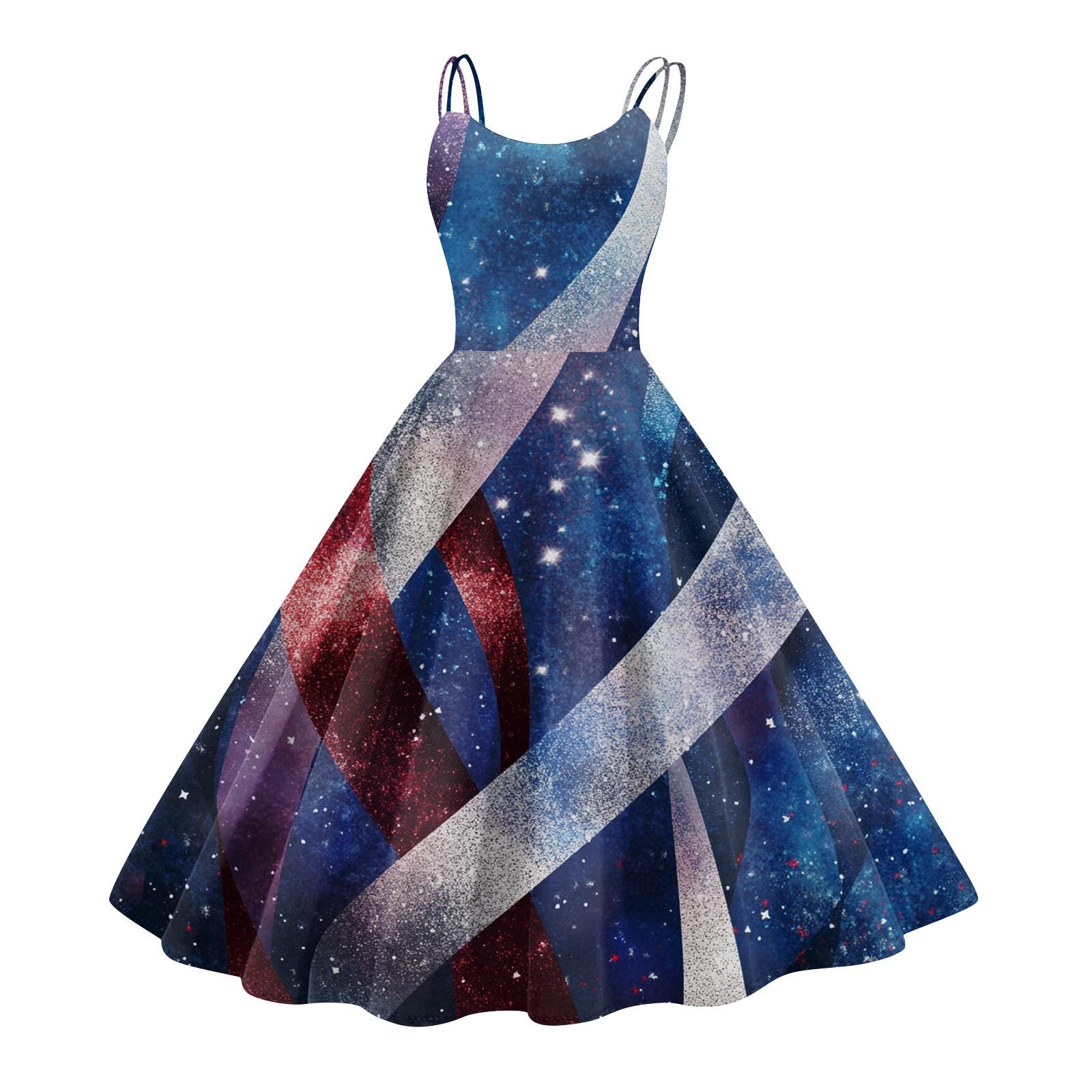 

Жіноча сукня з принтом до Дня Незалежності, сексуальна, з відкритими плечима, у стилі панк, вінтажна XXL