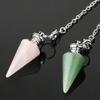 Růženín Přírodní Kámen Léčivý Krystal Kuželové Kyvadlo Amulet Reiki Kyvadlo Přívěsek