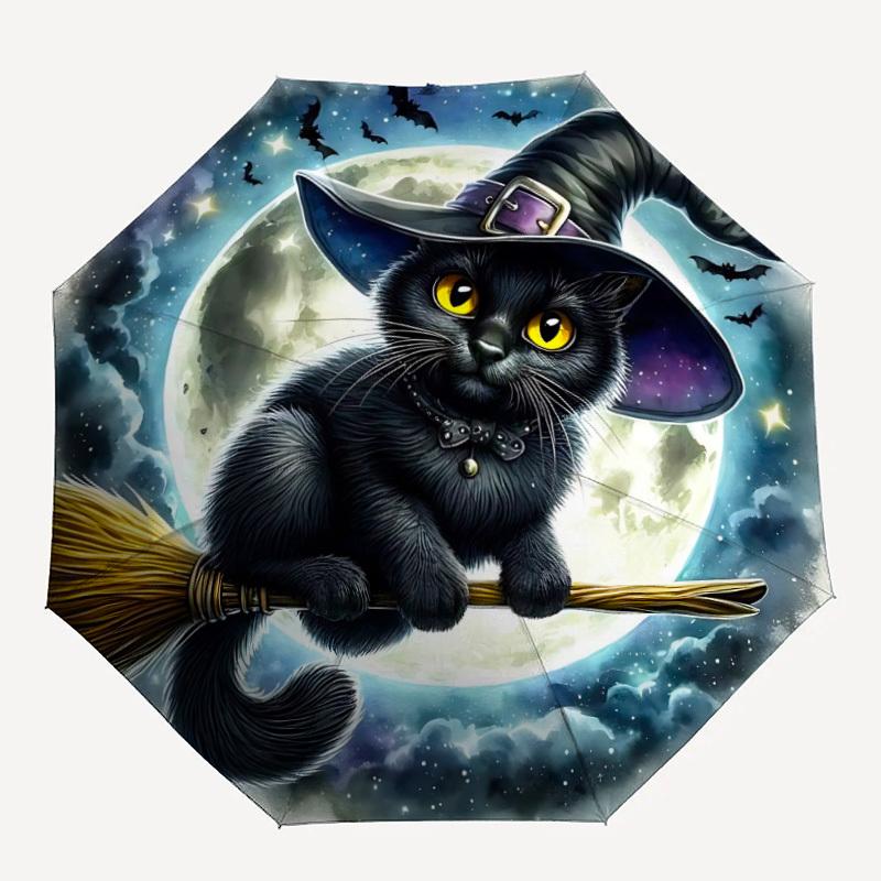 

1pc Witch Cat Folding Umbrella, Durable, Suitable for Outdoor Activities or Rain, Suitable for Commuting yy251027117