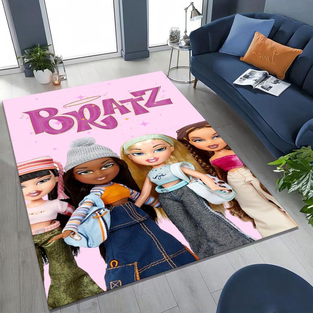 Fashion Girls Bratz Doll Cartoon Art Rug for Bedroom Living Room Sofa Home Doormat Decor,Large Kids Play Non-slip Floor Mat Gift