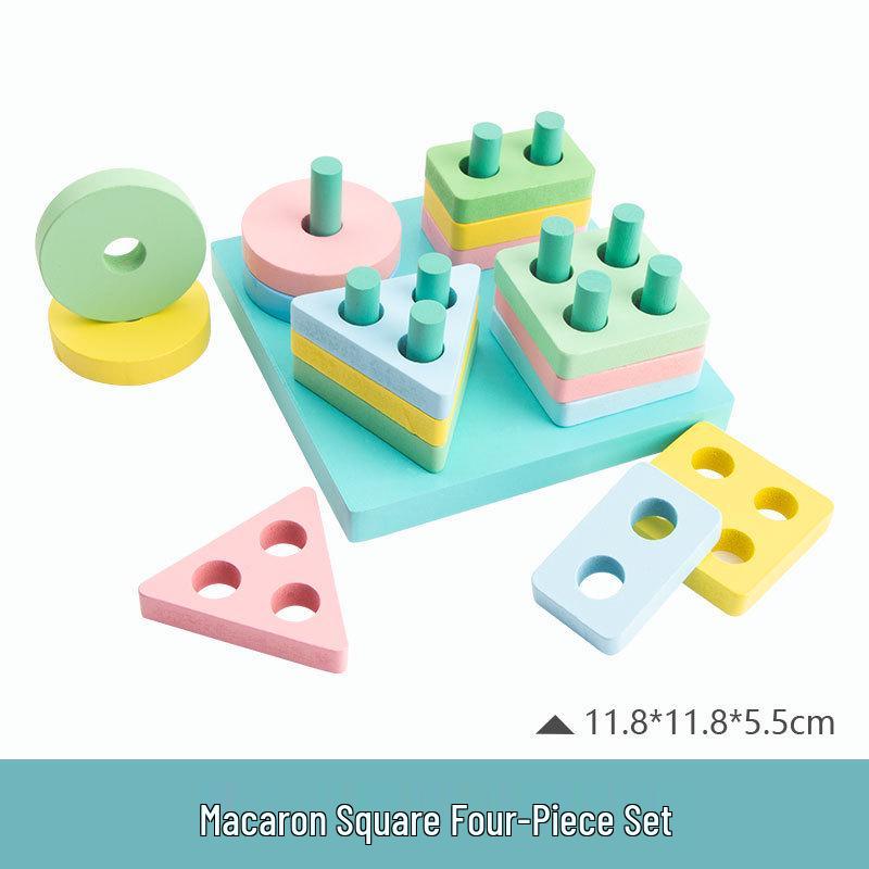 Wooden Rainbow Tower Stacking Rings: Educational Puzzle for Kids - Tower of Hanoi Building Blocks Toy.