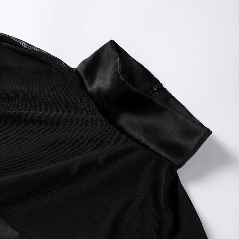 Sexy See-through Dress Women Turtleneck Full Sleeves Slim A-line Mini Dresses Autumn Fashion High Streetwear