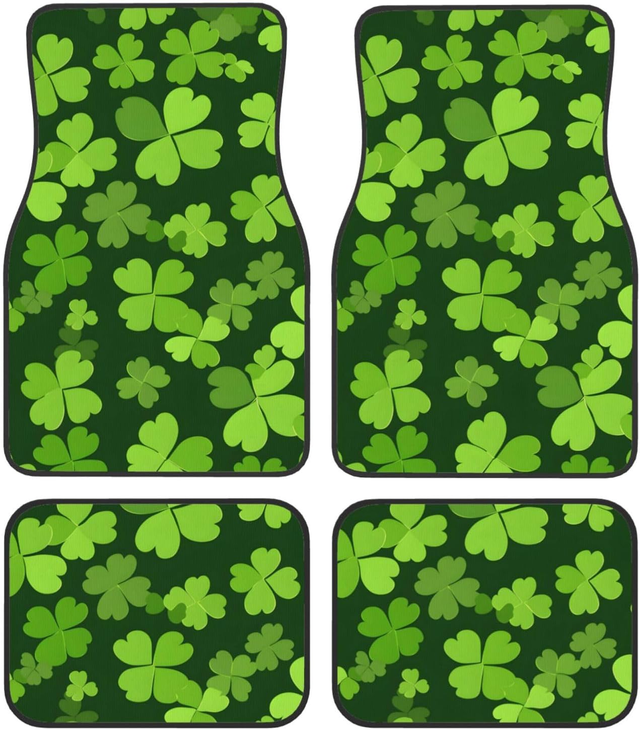 

Green Leaf Shamrock Car Floor Mats with Non-Slip Rubber Backing, Universal Fit Sedan, SUV, Front Rear Foot Mats, Set of 4 Auto X