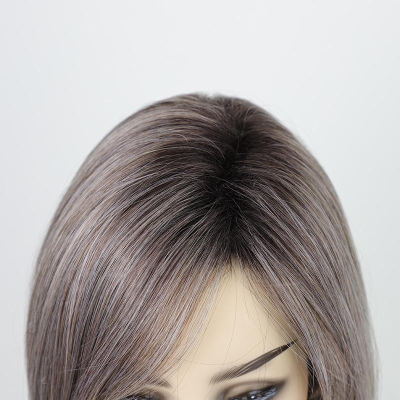 Element Synthetic Cosplay Bob Wig with Bangs Short Straight Ash Silver Grey Daily Party Wigs for Women Heat Resistant Fiber Wigs