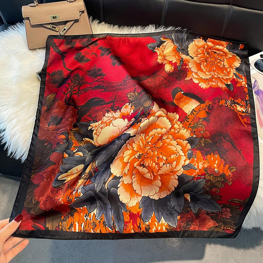 Light Luxury High-End Imitation Silk Scarf Summer Classic Silk Chinese Scarf Shawl Scarf Women'S
