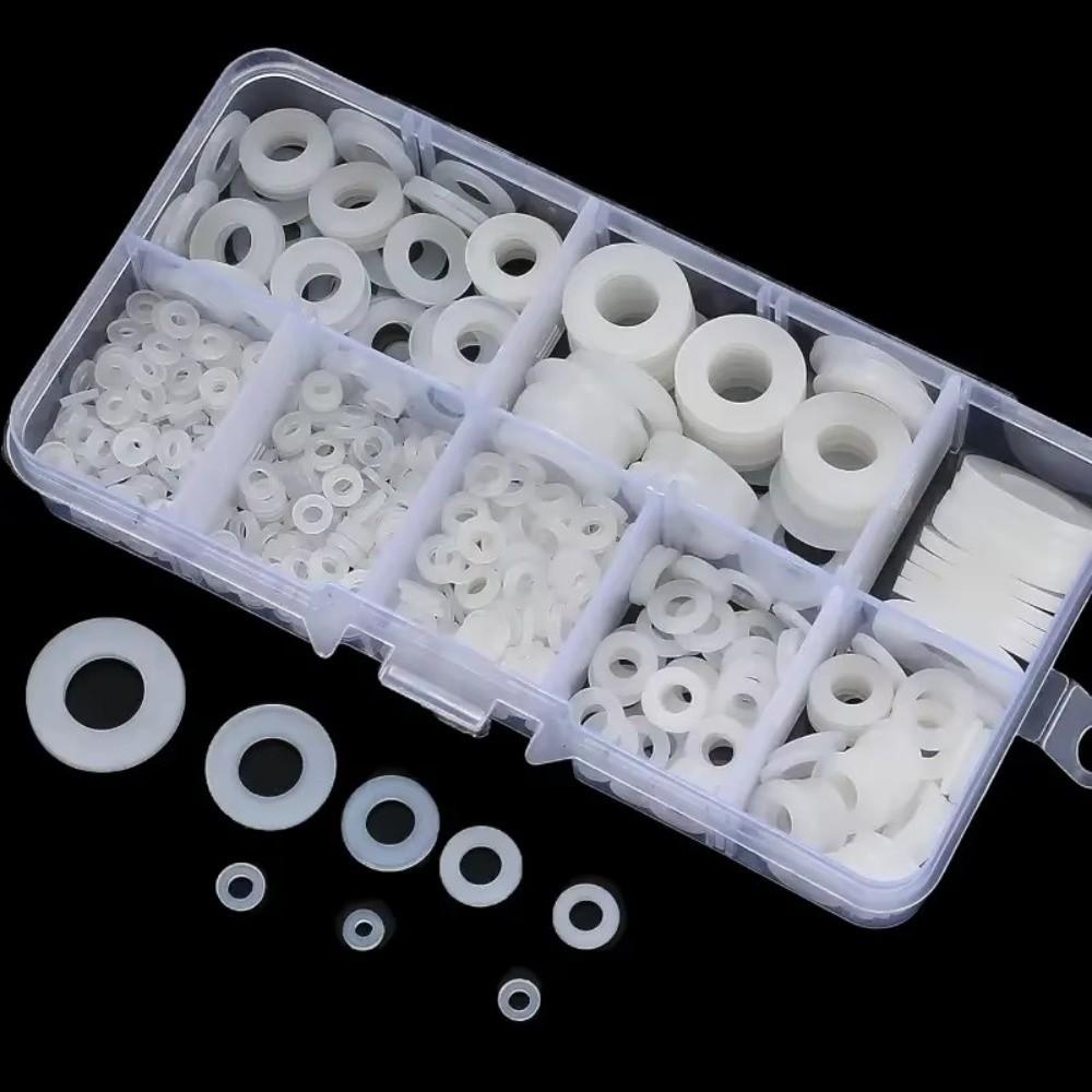 250/500PCS Plastic Sealing Ring White Black Flat Gasket Set New Flat Washer Kit for Screw Bolt