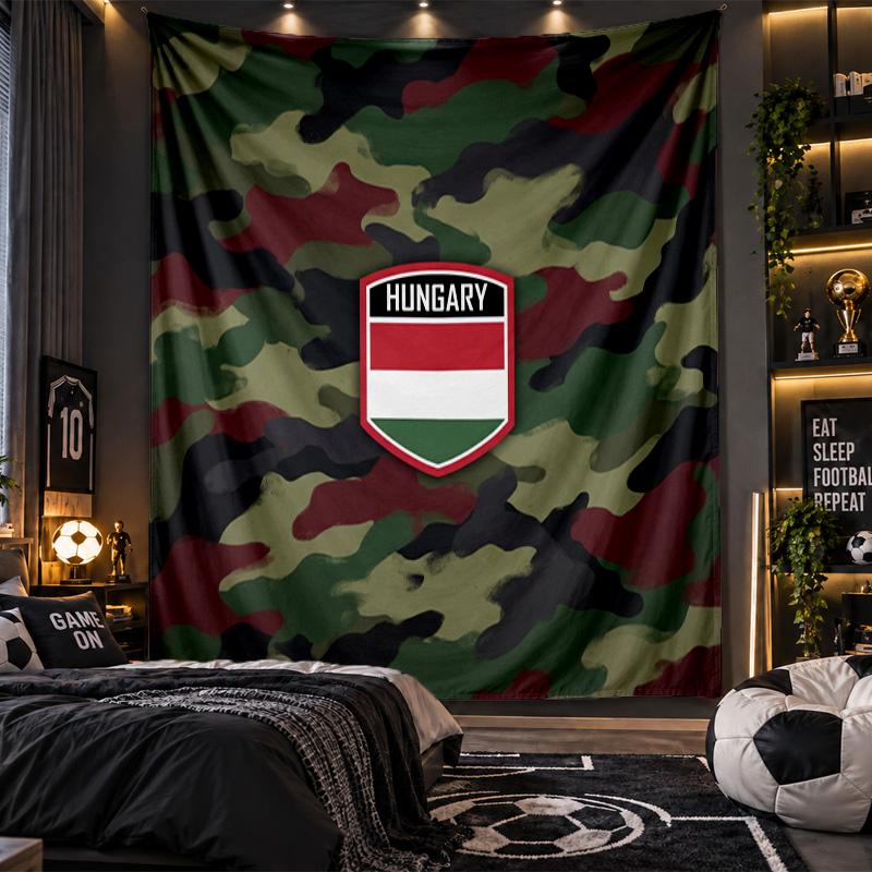 Wall Hanging Tapestry Hungary Football Print Cloth for Living Room Bedroom Home Decor