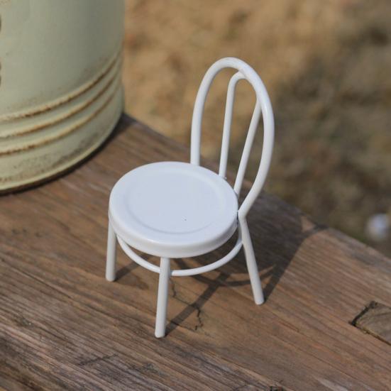 Miniature Chair, Tiny Metal Round Chair, Realistic Furniture Miniature, Mini Collectible Chair for Doll Mansion Miniature Rooms
