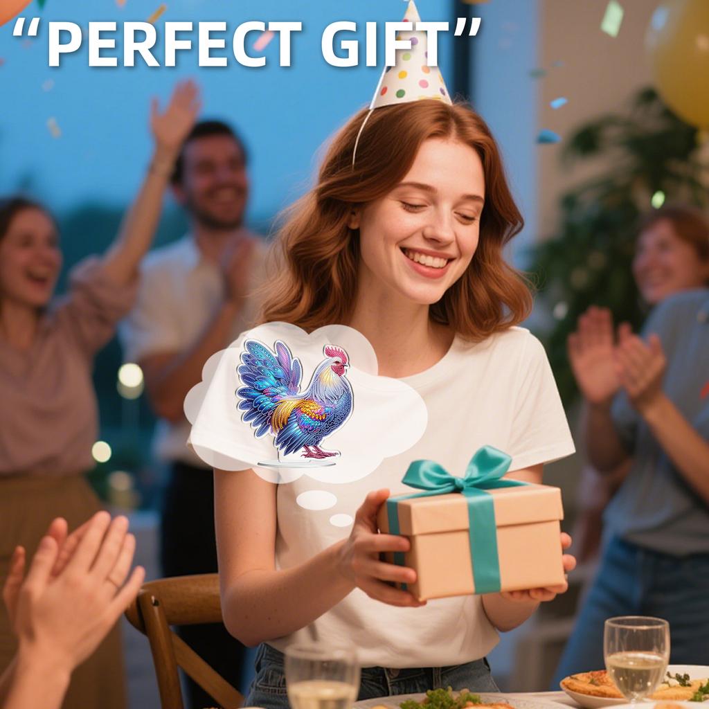 2D Flat DIY Animal Girl Acrylic 5D DIY Diamond Art Tabletop Decorations Special Shaped for Adults Home Office Decor Crafts Gift