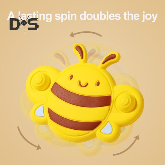 3Pcs Suction Spinner Toy Insect Shape Sucker Spinner 360 Degrees Rotating Silicone Teether for Highchairs