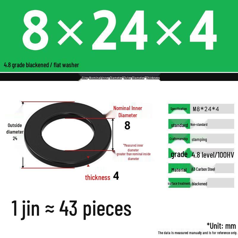 Blackened Enlarged Thickened Metal Washer - M3-M42