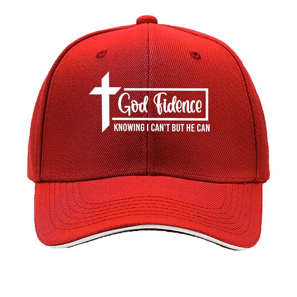 God Fidence White Letter American Vintage Letter Duckbill Cap Outdoor Unisex Baseball Hat Sandwich Baseball Cap One Size