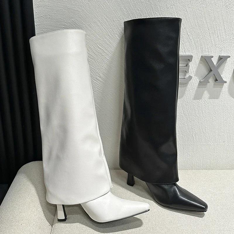 Ladies Modern Knee High Heels Boots Autumn Spring Fashion Slip On Female Pumps Footwear New Shoes 2025 Long Women Western Boots