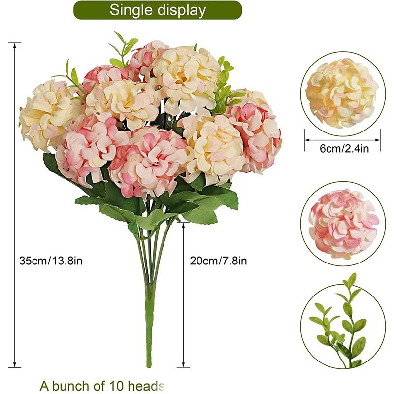 35cm Pink Rose Silk Bouquet Hydrangea Artificial Flower 10Heads for Wedding Table Vase Home Decoration Mother's Day Gifts