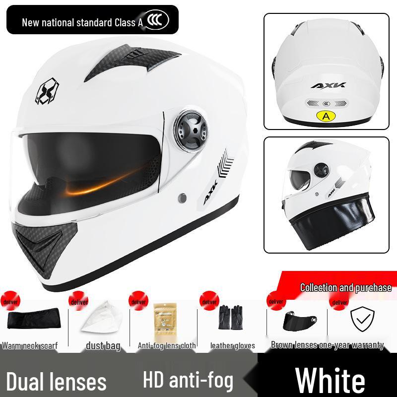 Certified Electric Motorcycle Helmet - Unisex Full Face, All-Season, Winter Warm, Safety Helmet