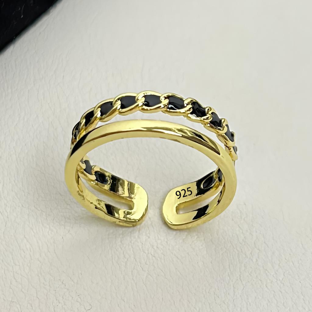 Sam Panda 925 Rings for Women Simple Geometric Handmade Irregular Retro Ring Gold Zircon Allergy For Birthday Gift