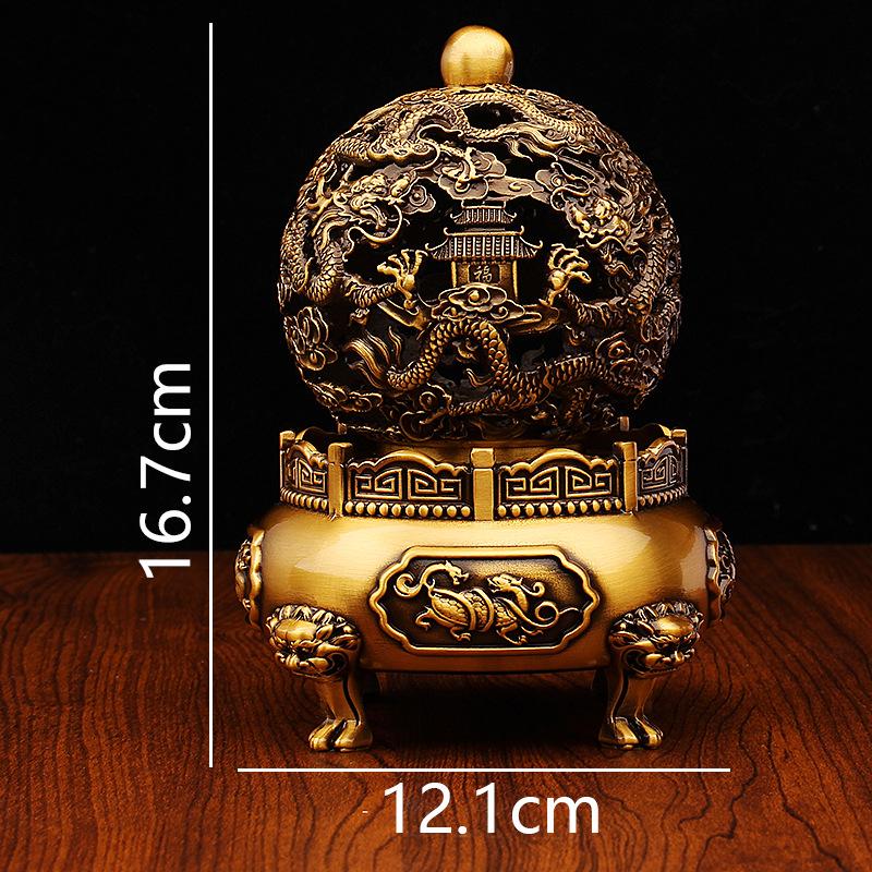 Brass Hollow Nine Turns Qiankun Incense Burner Office Home High-end Decoration Metal Handicraft Incense Pure Copper Ornament