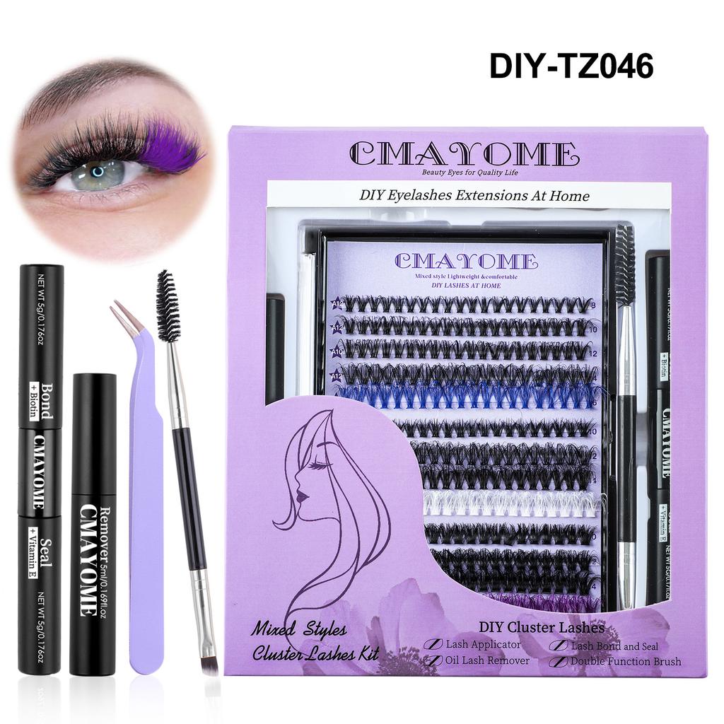Dense Single Cluster D Song False Eyelashes Set 8-16Mmdiy Segmented Colored Multi-Haired Eyelashes