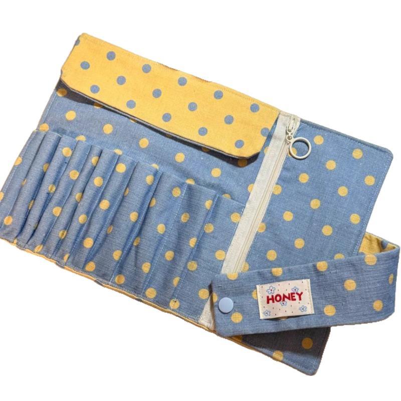 Vintage Prikket Sammenrulbar Blyantstaske Dobbeltbrug Makeuppenselholder Bærbar Gave