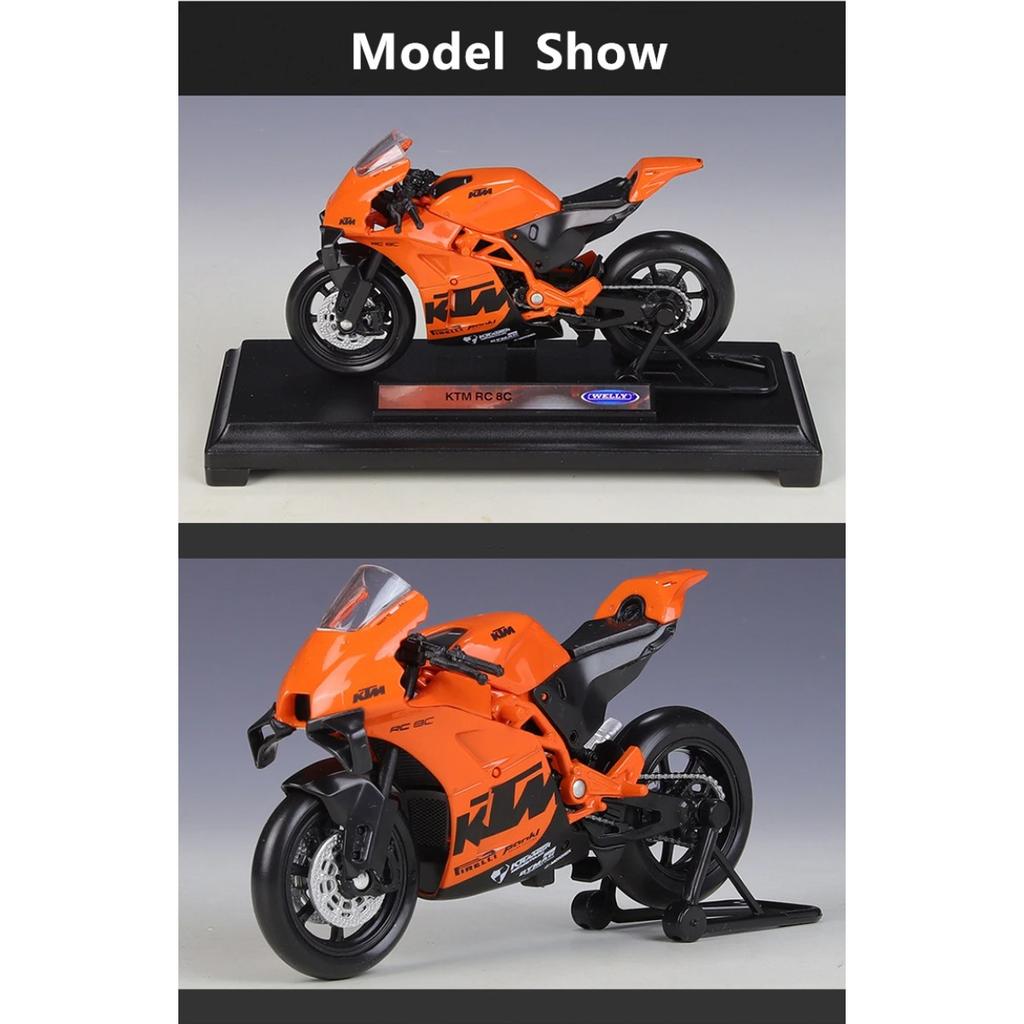 Welly 1/18 KTM RC 8C Alloy Street Sports Motorcycle Model Diecasts Metal Road Racing Motorcycle Model Simulation Childrens Gifts