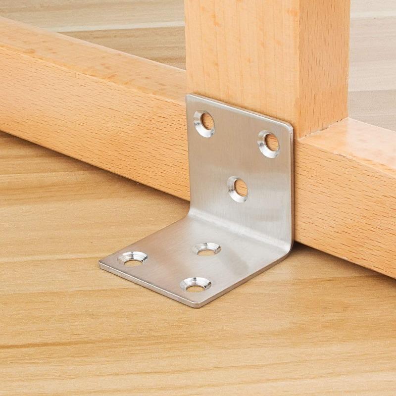 Équerres d'angle robustes en acier inoxydable 5x5x5 cm - Supports en forme de L à 90° pour étagères en bois, cadre de lit