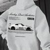 Retro Racing Print Hooded Hip Hop Pullover Sweatshirt - Loose BF Style Hoodie