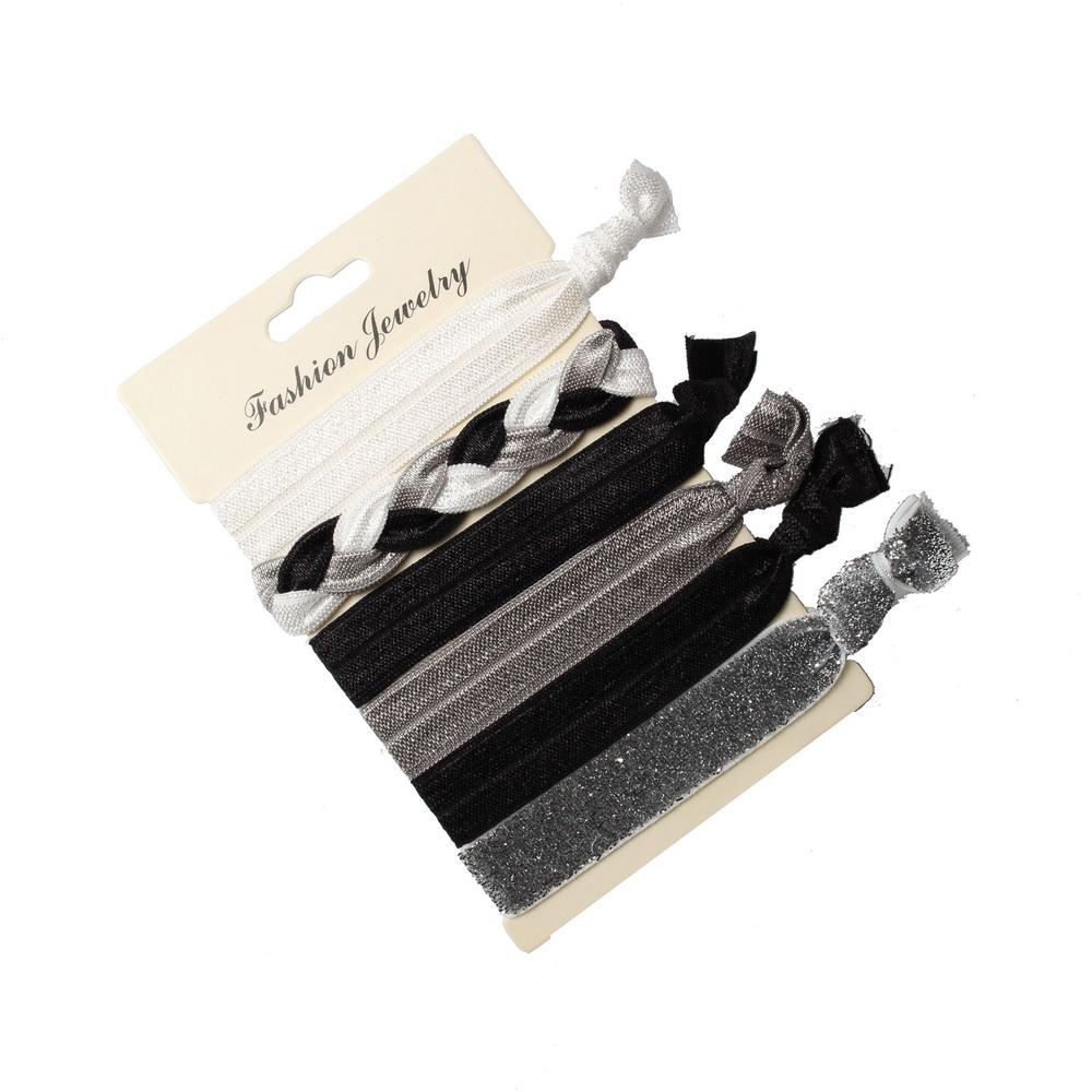 6PCS/pack Hair Tie Ponytail Holders Twist Yoga Ribbon Elastic Bands Hair Accessories Bracelet Elastic Metal Color Hair Bands