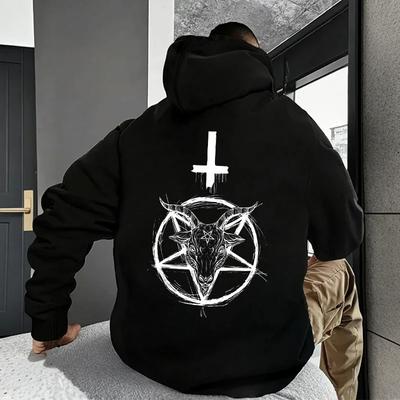 666 Logo Autumn and Winter Casual Pullover Top, Devil Print Men's Hoodie, 2025 Streetwear Gothic Satan Sweatshirt