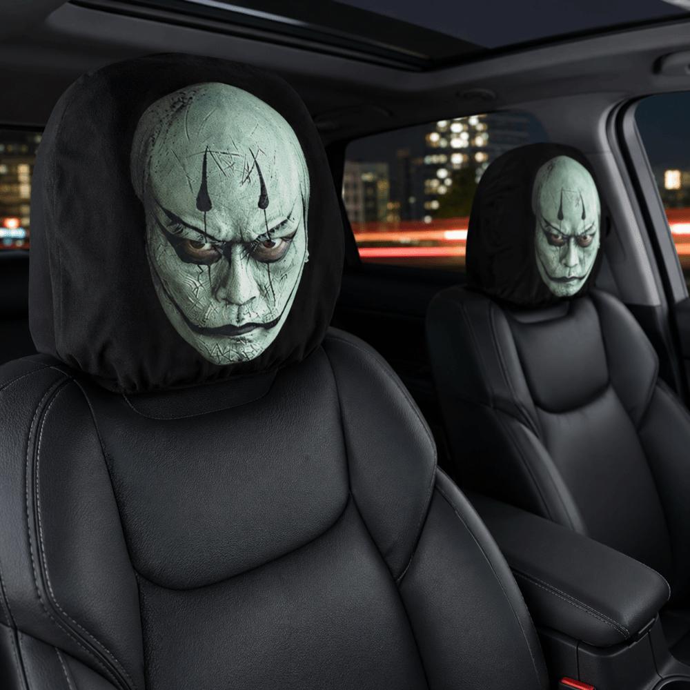 2 Pcs Halloween Accessories Car Headrest Covers Ghost Car Seat Headcover All Seasons